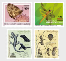 Liechtenstein 2024 Fauna Insects Butterflies Provisional Overprints Set Of 4 Stamps MNH - Neufs