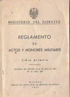 Reglamento De Actos Y Honores Militares. Libro Primero 1963 - Historia Y Arte