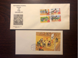 ANTIGUA FDC COVER 1981 YEAR DISABLED PEOPLE IN SPORTS HEALTH MEDICINE STAMPS - 1960-1981 Autonomia Interna