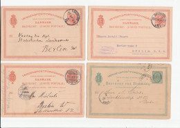 1880 - 1914 4 X Denmark To Berlin Germany POSTAL STATIONERY CARDS Cover Stamps Card - Ganzsachen