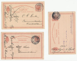 1910 -1913 3 X Denmark To Crimmitschau Germany POSTAL STATIONERY CARDS Cover Stamps Card - Interi Postali