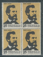 INDIA 1976 ALEXANDER GRAHAM BELL COMMEMORATION BLOCK OF 4 STAMPS MNH - Neufs