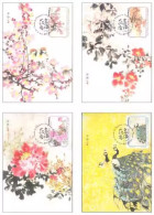 Macau/Macao 2018 Paintings — Birdsongs And Spring Flowers Maximum Cards 4v MNH - Maximumkarten