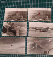 LOT DE 6 RETIRAGES PHOTOS APPONTAGES DECOLLAGES  ETENDARDS,HELICOPTERES SIKORSKY SUR PORTE AVION, AERONAVALE, AVIATION - Aviación