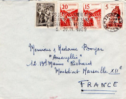 YOUGOSLAVIE AFFRANCHISSEMENT COMPOSE SUR LETTRE POUR LA FRANCE 1959 - Cartas & Documentos