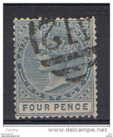 ST. CHRISTOPHER:  1882  VICTORIA  -  4 P. USED  STAMP  -  P. 14  -  YV/TELL. 13 - St.Christopher, Nevis En Anguilla (...-1980)