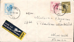 TURQUIE AFFRANCHISSEMENT COMPOSE SUR  LETTRE AVION POUR LA FRANCE 1965 - Covers & Documents