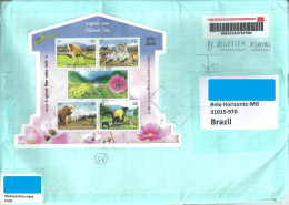 INDIA TO BRAZIL REGISTERED COVER 2023 NATURAL SITES ANIMALS FLOWER - Storia Postale