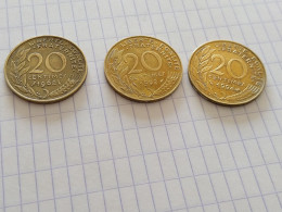 5 Pièces De 20 Centimes République Française 1968-1978-1983-1992-1994 - Sonstige & Ohne Zuordnung