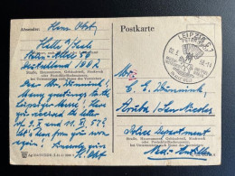 EAST GERMANY DDR 1958 POSTCARD LEIPZIG TO ST. NICOLAAS ARUBA 02-03-1958 OOST DUITSLAND DEUTSCHLAND LEIPZIGER MESSE - Cartes Postales - Oblitérées