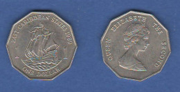 Caraibi 1 One Dollar 1989 Carribean States Nichel Coin Britanniques D'outre-mer C 7 - Caraibi Britannici (Territori)