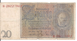 ALLEMAGNE 20 REICHMARK 1929 VG+ P 181 - 20 Mark