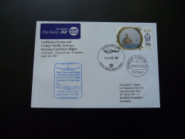 Lettre Premier Vol First Flight Cover Auckland To Frankfurt Airbus A350 Lufthansa Cathay Pacific 2017 - Cartas & Documentos