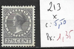 PAYS-BAS 213 * Côte 5.50 € - Unused Stamps