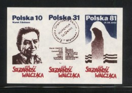 POLAND SOLIDARITY SOLIDARNOSC WALCZACA 1988 45TH ANNIV WARSAW GHETTO UPRISING MAREK EDELMAN WW2 MS WORLD WAR 2 JUDAICA - Viñetas Solidarnosc