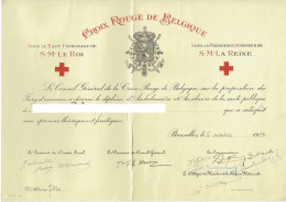 Croix Rouge De Belgique. Diplôme Ambulancière Et Auxillaire De Santé Publique. 1953. - Red Cross