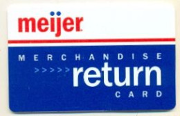 Meijer  U.S.A.,  Merchandise Return Card, Carte Pour Collection, Sans Valeur, # Meijer-1 - Cartes De Fidélité Et Cadeau