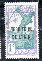 GUYANE FRANCAISE TERRITOIRE DE L'ININI OVERPRINTED SURCHARGE 1932 1940 CARIB ARCHER 1c MNH - Unused Stamps