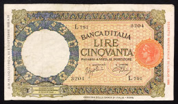 50 LIRE LUPA CAPITOLINA FASCIO II° TIPO ROMA 18 07 1942  BIGLIETTO Naturale Raro  LOTTO 331 - 50 Lire