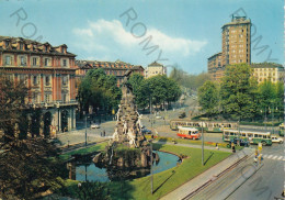 CARTOLINA  B25 TORINO,PIEMONTE-PIAZZA STATUTO-MONUMENTO AL FREJUS-STORIA,MEMORIA,CULTURA,BOLLO STACCATO,VIAGGIATA 1963 - Places