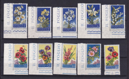 1957 San Marino Saint Marin FIORI II  FLOWERS Serie Di 10 Valori MNH** - Neufs