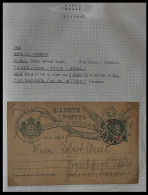 1908 PORTUGAL AZORES AÇORES HORTA TO FRANKFURT GERMANY Stationery Card KING CARLOS I 10 Rs GREEN SEE DETAILS  RARE - Horta