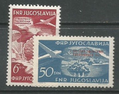Yugoslavia Jugoslawien Airmail Mi.666/67 Complete Set Mint MH / * 1951 Michel CV: 80,00€ Planes Skydiving - Poste Aérienne