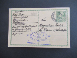 1914 Österreich / Tschechien Ganzsache Stempel K1 Mariaschein Heute Bohosudov Nach Hamm In Westfalen Gesendet - Postcards