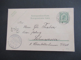 1907 Österreich / Tschechien GA K1 Machov * Machau Und Ank. KOS Kreisobersegmentstempel Lehmwasser Kr. Waldenburg Schles - Cartes Postales