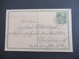 1914 Österreich / Tschechien GAnzsache 5 Heller Stempel K1 Praskowitz Heute Prackovice Nad Labem Nach Dresden Gesendet - Briefkaarten
