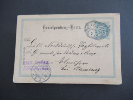 1900 Österreich GA 5 Heller Strichstempel Dornbirn - Elmshorn Mit Ank. Stp. Abs. Emil Bröll Mech. Spannstab Fabrik - Briefkaarten