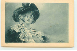 N°20208 - Bottaro - Jeune Femme Avec Un Grand Chapeau Avec Une Plume - Bottaro