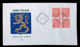 CL, Lettre, FDC, Suomi-Finland, Helsinki, 12-2-73, Bloc De 4 Timbres - Lettres & Documents