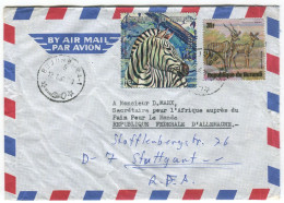Cover Burundi 1980 Bujumbura Zebra Lesser Kudu - Storia Postale