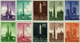 Vaticano Aéreo 35/44 1959  Serie Obeliscos MNH - Sonstige & Ohne Zuordnung