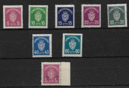 NORUEGA 1926, SERIE COMPLETA SERVICIOS OFICIAL SC 1/7 + VALOR PROVISIONAL 1929 SC 8.   MNH. - Other & Unclassified