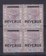 Sierra Leone: 1884   QV - Revenue OVPT     BF4   1/-     MNH Block Of 4 - Sierra Leone (...-1960)