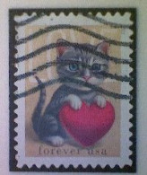 United States, Scott #5745, Used(o), 2023, Love Stamp: Kitten And Heart, (60¢) - Used Stamps