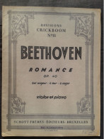 LUDWIG VAN BEETHOVEN ROMANCE OP 40 POUR VIOLON ET PIANO PARTITION EDITIONS SCHOTT - Instruments à Cordes