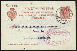 España Spain Entero Postal 53 Alfonso XIII 1916 Málaga - Autres & Non Classés