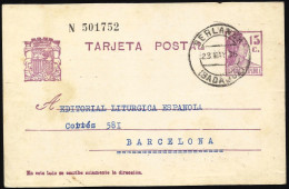 España Spain Entero Postal 69 Matrona 1936 Berlanga - Altri & Non Classificati