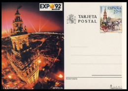 España Spain Entero Postal ( Tarjeta ) 154 1992 Expo 92 Giralda Coche Caballos - Andere & Zonder Classificatie