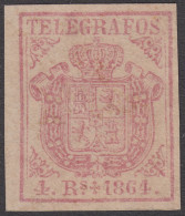 España Spain Telégrafos 2 1864 Escudo De España  MNH - Fiscaux-postaux