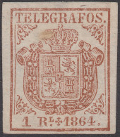 España Spain Telégrafos 1 1864 Escudo De España  MNH - Fiscal-postal