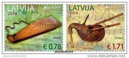 LETONIA/LATVIA/ LETTLAND/ LETTONIE -  EUROPA 2014-TEMA ANUAL " INSTRUMENTOS MUSICALES NACIONALES"- SERIE De 2 V. - 2014