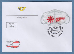 Österreich 2021 Briefmarke FFP2-Corana-Maske 275 Ct. Auf Ersttagsbrief / FDC  - Brieven En Documenten