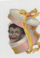 C1885 - 4 Scraps Die Cut  Black People Funny  Children's Heads  Coffee Mill Coffee Cup Box PUB ART Litho Caricature - Anges
