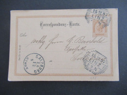 1897 Österreich GA 2 Kreuzer Mit Strichstempel Linz Nach Salzburg Mit K1 Ank. Stempel Salzburg Stadt - Postcards