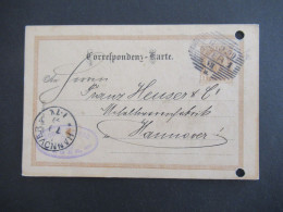 1899 Österreich / Tschechien GA 2 Kreuzer Mit Strichstempel Eger 1 Nach Hannover Mit Ank. Stempel - Cartes Postales