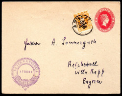 2576. GREECE,1894 UPRATED 20L.LARGE HERMES HEAD STATIONERY TO GERMANY,VERY FINE - Postwaardestukken